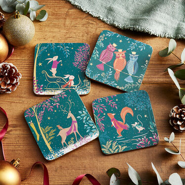 Sara Miller Woodland Tales Set of 4 Coasters